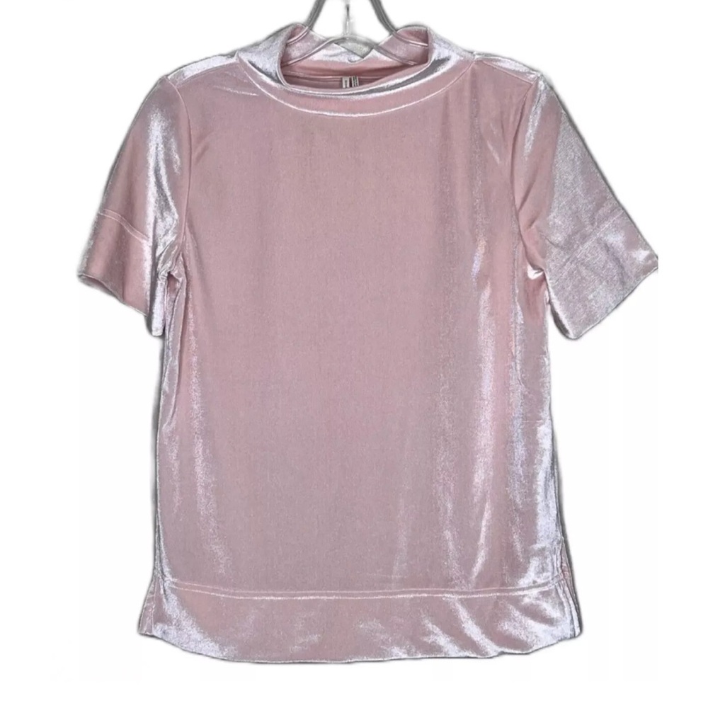 Anthropologie Womens Top Blouse Size XS Pink Velvet Short Sleeves (Love6)